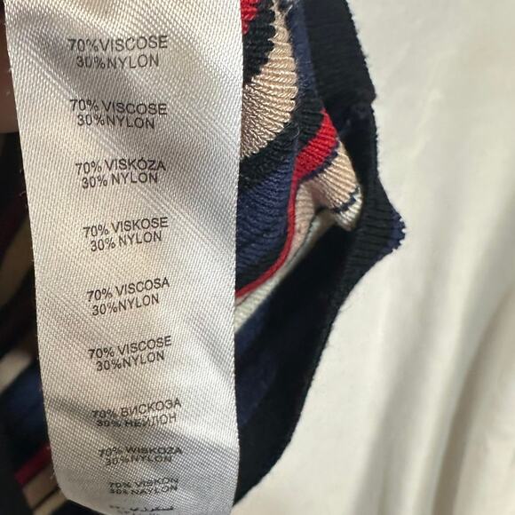 Apricot 6 Small Striped 3/4 Midi‎ Scoop Neck Colorful Dress Stretch Retro Formal - Picture 9 of 10